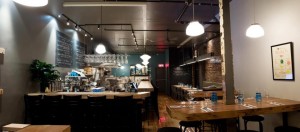" Le Comptoir's market fresh menu is on display on a giant chalkboard above the bar."