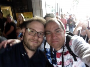 Seth Rogen taking a selfie with Ron Roxtar on the red carpet world premiere for Sausage party.Montreal just For Laughs festival  July 30th 2016 