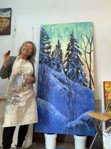 Contemporary landscape painter Holly Friesen in her studio (Photo courtesy Holly Friesen)